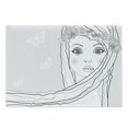 thumbnail image 1 of Teen Room Cutting Board, Face Young Girl with Floral Wreath on Hair and Butterfly Design, Decorative Tempered Glass Cutting and Serving Board, Large Size, White Black Pearl, by Ambesonne, 1 of 1