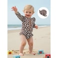 thumbnail image 3 of BemeyourBBs Toddler Baby Girl Floral Swimsuit Infant Girl Bathing Suit One Piece Swimsuits with Sun Hat Set Long Sleeve Rash Guard Swimwear Zipper Summer Beach Wear, 3 of 9