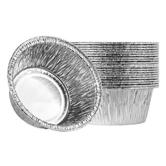 4.5'' Inch Round Tin Foil Pans Disposable Aluminum, Freezer & Oven Safe Pack of 20