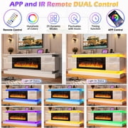 Blotout 71 Fireplace TV Stand with 40 Fireplace, LED Lights & Power Outlet for 85/80/75 Inch TV, Modern Gaming Entertainment Center with High Gloss Cabinet, Media TV Console for Living Room (White)