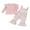 Pink, variant on Suealasg Toddler Girls Fall Outfits Set Clothes 1T 2T 3T 4T 5T Fly Sleeve Ribbed T-shirt  Daisy Print Suspender Flared Pants 2Pcs Autumn Clothing for Little Girls