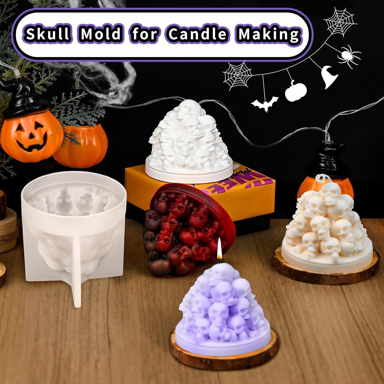 3D Skull Silicone Mold for Resin Candle Soap and Whiskey Ice Making