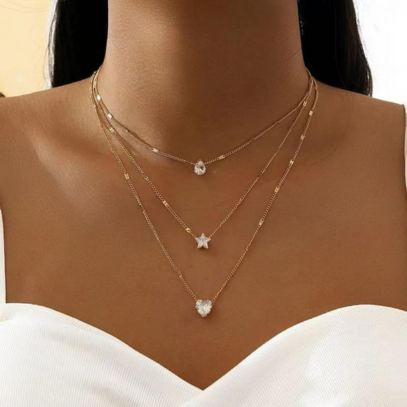 Gold Necklace for Women,Dainty Gold Necklaces 14k Gold Plated Diamond Necklaces Cute CZ Solitaire Choker Necklaces for Women Simple Cubic Zirconia Pendant Necklace Trendy Jewelry Gifts