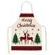 thumbnail image 3 of Delantal navideño de algodón y lino con cuadros rojos y negros de Papá Noel y alce, sin mangas, con babero tipo halter, 3 of 6
