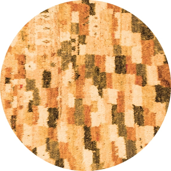 Ahgly Company Indoor Round Abstract Orange Modern Area Rugs, 8' Round