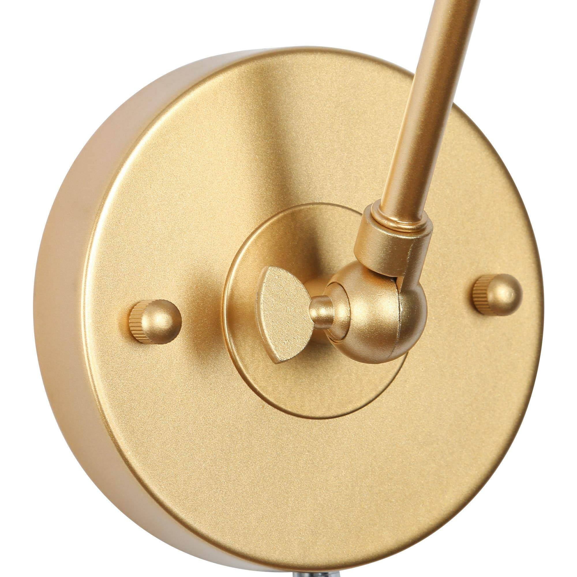 LNC 2 Pack 2-in-1 Plug in and Hardwired Gold Dimmable Swing Arm Modern Wall Sconce
