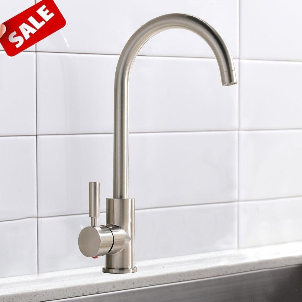 Shaco Best Modern Single Handle Brushed Nickel Stainless Steel Bar Sink Faucets Lever Kitchen