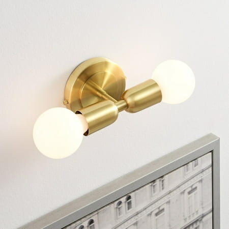 

Duo Brushed Gold Wall Sconce - Mid Century Industrial Modern 2-Light Lamp For Wall And Ceiling - Vanity Mirror and Bathroom Lighting