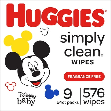 Huggies Simply Clean Baby Wipes, Unscented, 9 packs of 64 (576 (Simply The Best Home Care)