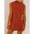 thumbnail image 4 of Women Summer Sweater Set Casual Sleeveless Crewneck Side Split Knit Tunic Tops & Slim Shorts Y2K Beach Vacation Set Red XL, 4 of 7