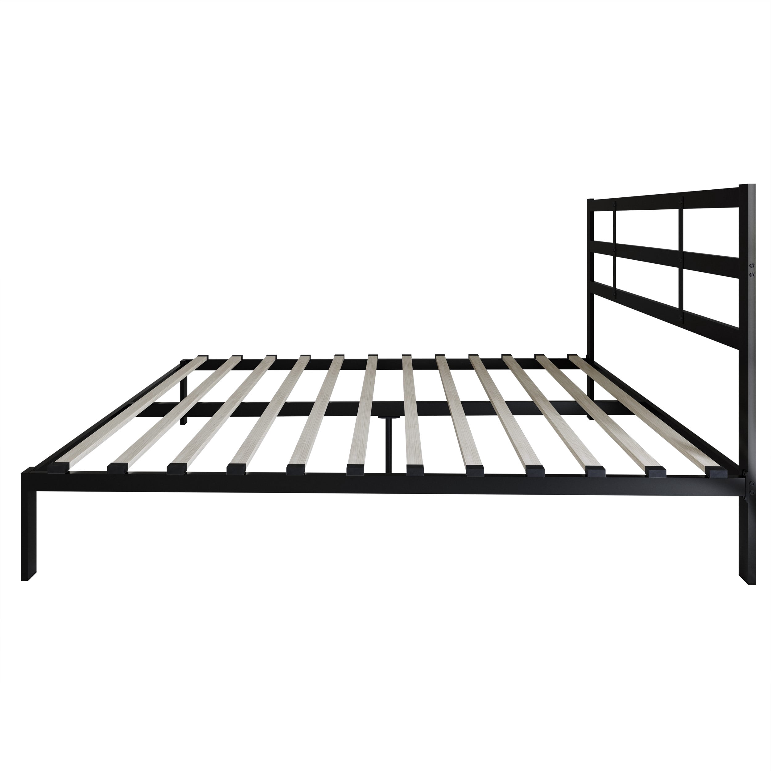 Home Design Sumter Queen Metal Bed Frame with Under-Bed Storage, Sturdy Slats, Black, Easy Assembly, Adult