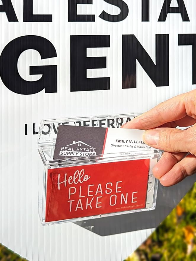 Neighborhood Real Estate Agent Map Pin Yard Sign Kit with Clear Acrylic Business Card Holder and Metal Yard Stake, Marketing Supply (Pack of 1, Neighborhood Agent Pin Sign Kit)
