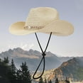 thumbnail image 2 of Shadoumai Women's Raffia Straw Sun Hats Wide Brim Beach Visor Ponytail Hat Packable UPF 80+ Vacation Essential, 2 of 4