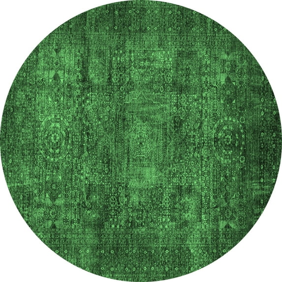 Ahgly Company Indoor Round Abstract Emerald Green Modern Area Rugs, 6' Round