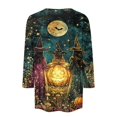 thumbnail image 7 of JoveMarine Halloween Shirts for Women, 3/4 Sleeve Crew Neck with Moon Bat Print, Loose Fit Fall Graphic Tee,Navy 2XL, 7 of 7
