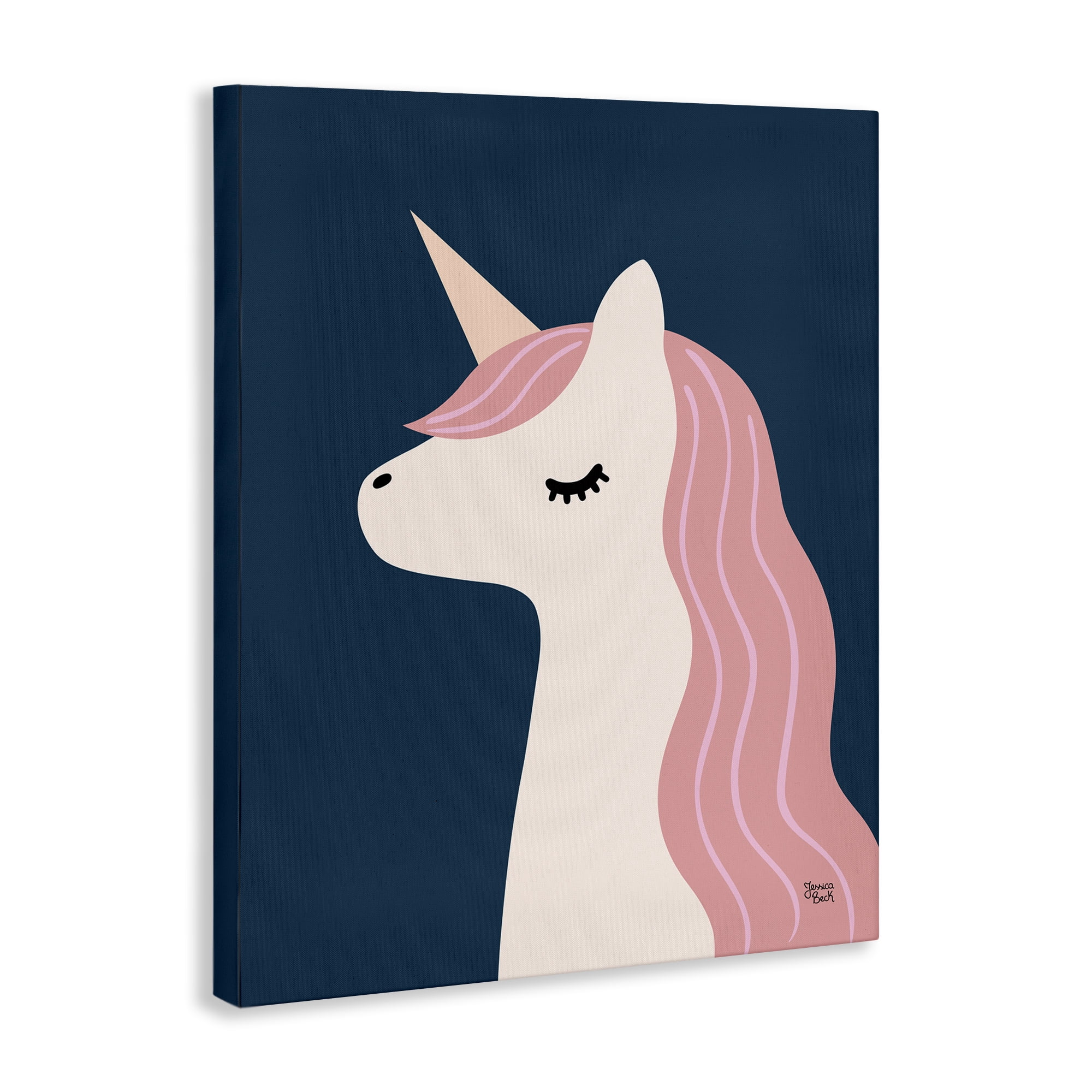 Stupell Industries Relaxed Unicorn on Blue Fantasy & Sci-Fi Painting Wrapped Canvas Art Print Wall Art, 16 x 20