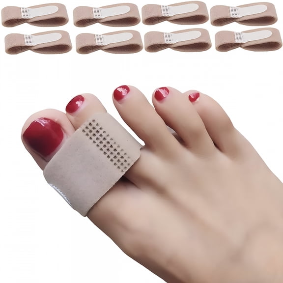 XIRQI 8 Pack Broken Toe Wraps,Fabric Toe Splint Toe Cushioned Bandages Finger Protectors Straightener Hammer Toe Separators
