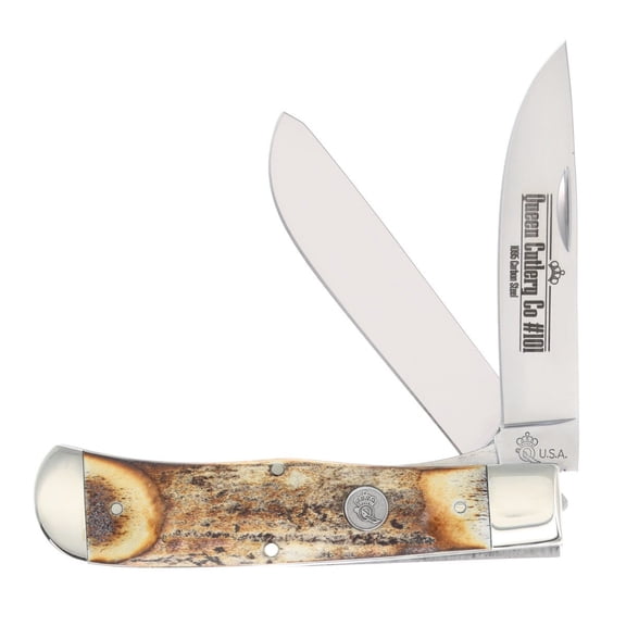 Queen Cutlery American-Made Jumbo Linerlock Trapper Folding Knife (Genuine