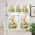 thumbnail image 3 of Kitchen Window Curtains Valance and Tier Set, Easter Rabbit Watercolor Egg Rod Pocket Tier Curtain Valance Set, Meadow Ombre Floral Butterfly Light Filtering Cafe Curtains for Bedroom Living Room, 3 of 9