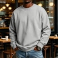 thumbnail image 2 of Hearthz Mens Crewneck Sweatshirt Solid Color Oversized Mens Fleece Pullover Fall Winter Drop Shoulder Cotton Sweatshirts for Men Light Gray XXL, 2 of 10