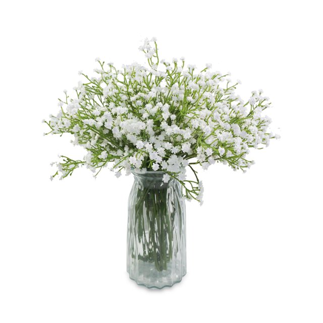 AGLZY 12 flores artificiales de tallo largo para aliento de bebé, Gypsophila falsa de tacto real para hotel, hogar, oficina, cocina, baño, jardín, boda, fiesta, decoración de bricolaje, color blanco