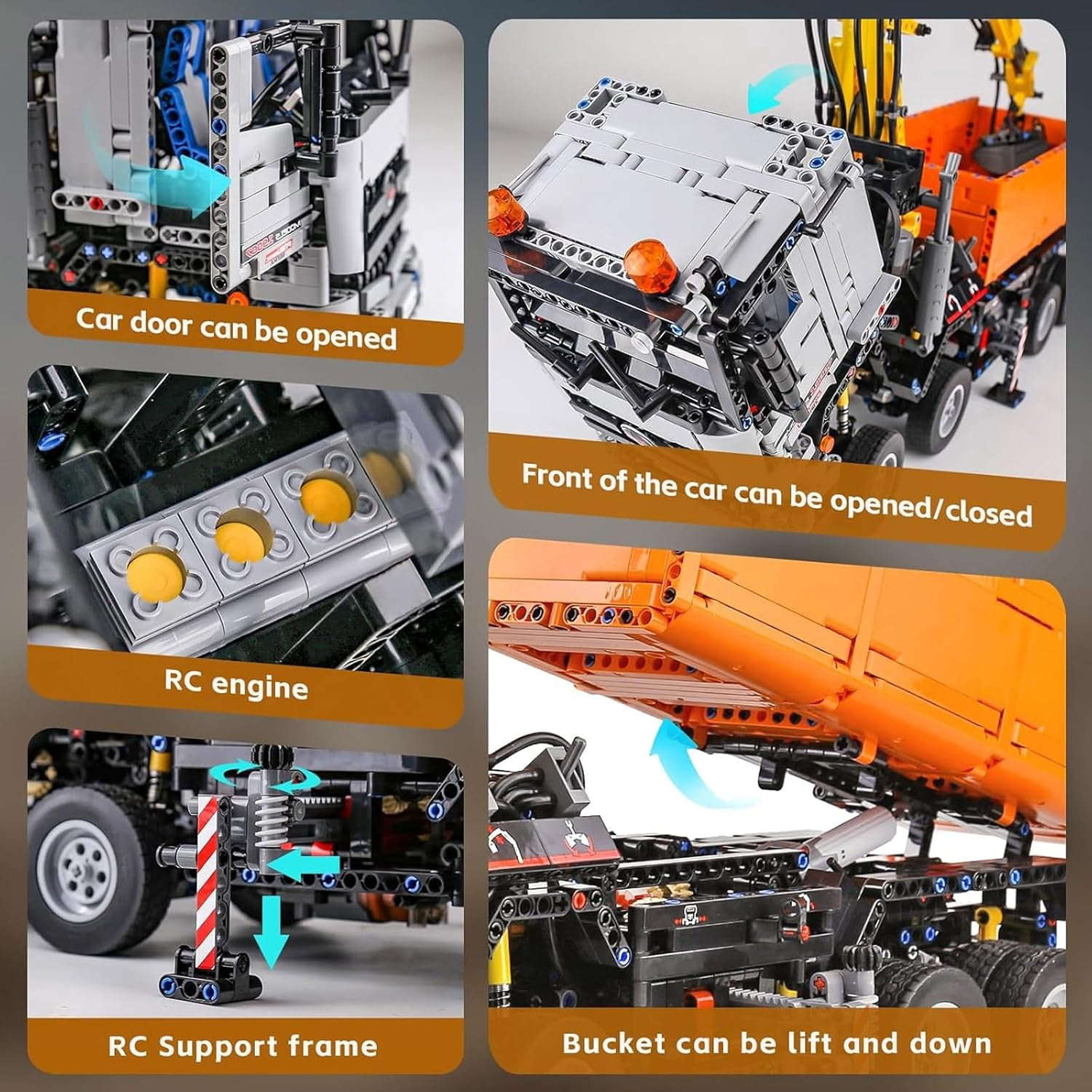 Engineering Crane Pneumatic Truck Building Blocks, Engineering Truck with Remote Control and Motors, 2819 Parts Large MOC Remote Control Car Clamp Blocks Bricks Toy