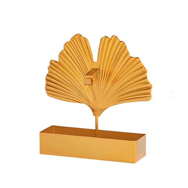 Matsuzay Ginkgo Leaf Holder Golden Stand Delicado Adorno de Escritorio Hierro Soporte con Ceniza para Dormitorio Decoración del hogar de una sola hoja Matsuzay HA026082-01