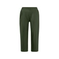 thumbnail image 4 of Stamzod Women's Capri Pants Summer High Waist Straight Cropped Pants Casual Loose Plus Size Capris for Women with Pocket Army Green XXXL, 4 of 4