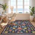 thumbnail image 3 of Design&I 3'x5' Washable Area Rug Low Profile & Durable Daily Traffic Ready Deep Sea Creatures Smiling Whale Playful Octopus Starfish Coral Design for Home Office, Hallway, 3 of 7