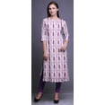 thumbnail image 2 of Bimba Robe Kurti Longue Imprimée Tunique Droite Manches 3/4 Robes pour Femmes Haut, 2 of 6