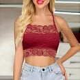thumbnail image 2 of Tank Top For Women Summer Solid Color Lace Crop Camisole Vest T Shirts Holiday Wear,Red,S, 2 of 5