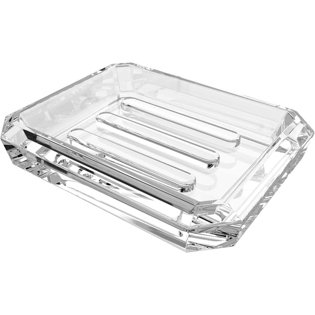 Jabonera rectangular de vidrio para baño Transparente 12.3 * 9 * 2.5 cm TUNC Sencillez