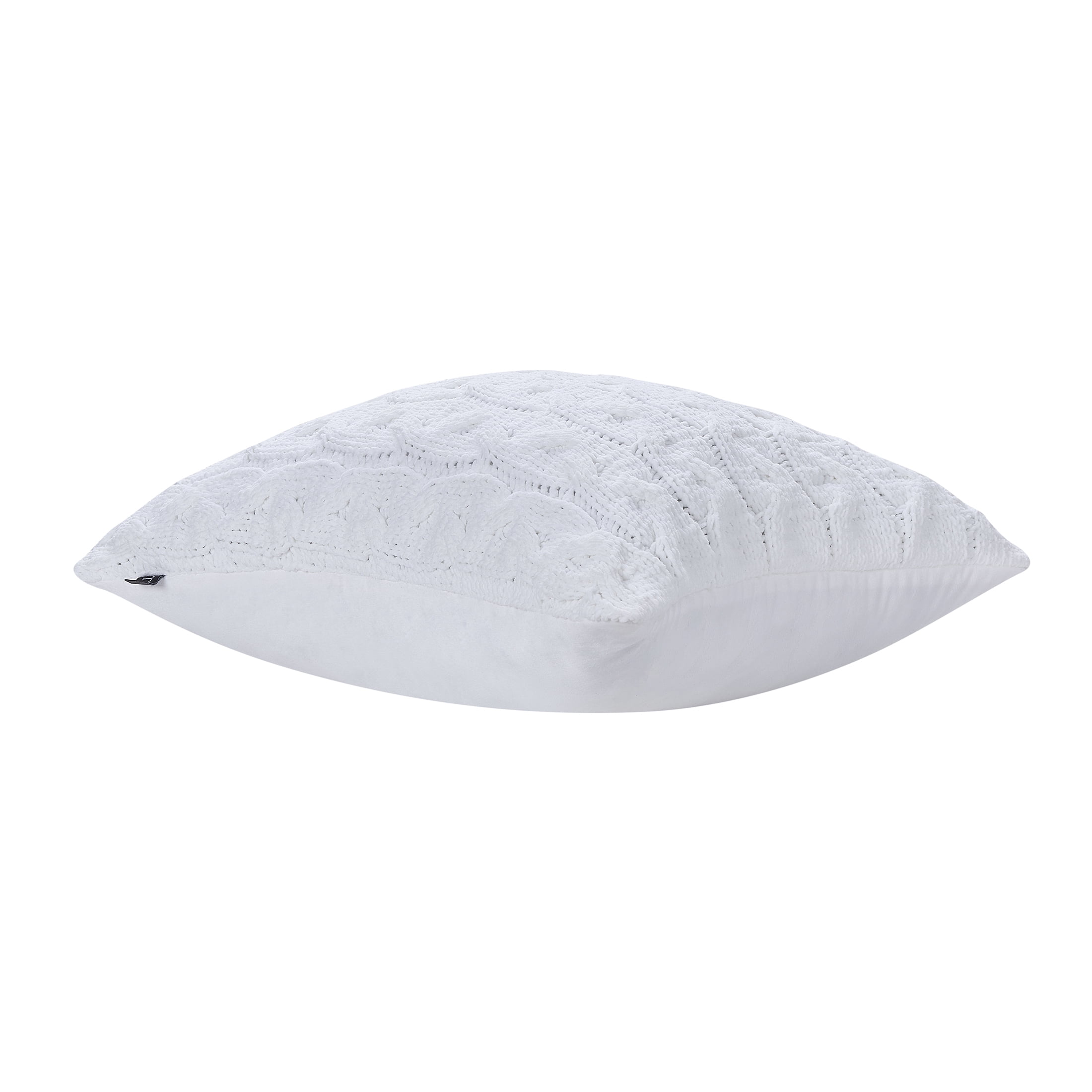 My Texas House Monte 20 in x 20 in Bright White Chenille Cable Knit Decorative Pillow