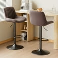 thumbnail image 3 of Fijinhom Swivel Bar Stools Set of 2 with Backs, Adjustable Counter Height Island Chairs, Tech Fabric, Brown, 3 of 9