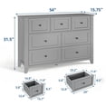 thumbnail image 3 of Commode en Bois Gris à 7 Tiroirs – Coffre de Rangement Simplement Moderne – Commode Double avec Tiroirs Profonds – Chambre, Salon, Couloir et Entrée, 3 of 7