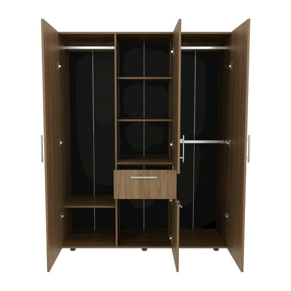 Depot E-Shop Volant Armoire, 2 Doors, 5 Shelves, 1 Drawer, Natural Oak