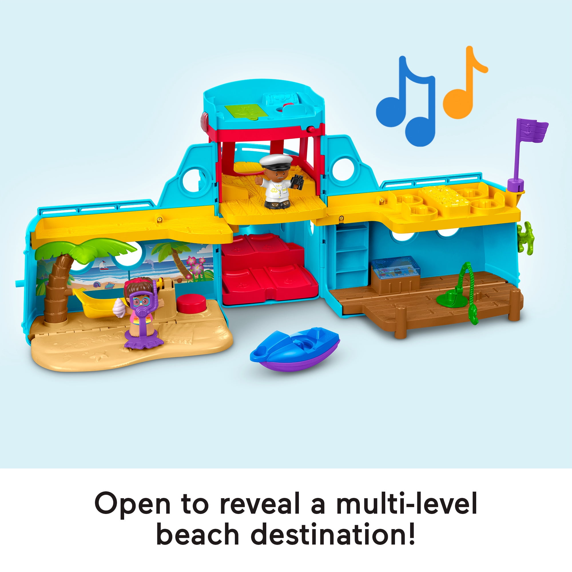 Little People Travel Together Friend Ship Vehicle Playset with Captain Beau & Mia Figures