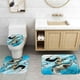 thumbnail image 5 of Juego de 4 cortinas de ducha con diseño de gato negro divertido con alfombras, cortina de ducha de tela blanca impermeable, decoración de baño para amantes de los gatos con forma de pata de gatito,, 5 of 7