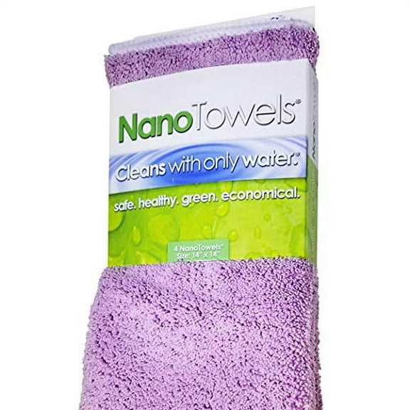 Nano Towels - Lavender - Amazing Eco Fabric That Cleans Virtually Any Surface With Only Water. No More Paper Towels Or Toxic Chemicals. Easier and Make Your Home Safer & Healthier 4 Ct