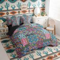 thumbnail image 3 of Erosebridal Bohemian Patchwork Twin Bedding Sets, Green Blue Pink Mandala Paisley Bedding Comforter Set, Black Reversible 7-Piece, 3 of 6