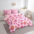 thumbnail image 2 of jejeloiu Pink Western Disco 7pcs Bedding Comforter Set Kids,Cowgirl Guitar Print Queen Bedding Sets,Reversible, 2 of 7