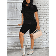 thumbnail image 3 of Two Piece Set For Women Summer Sweatsuits Short Workout Jogger Sets Matching Tracksuit Black 2XL, 3 of 6