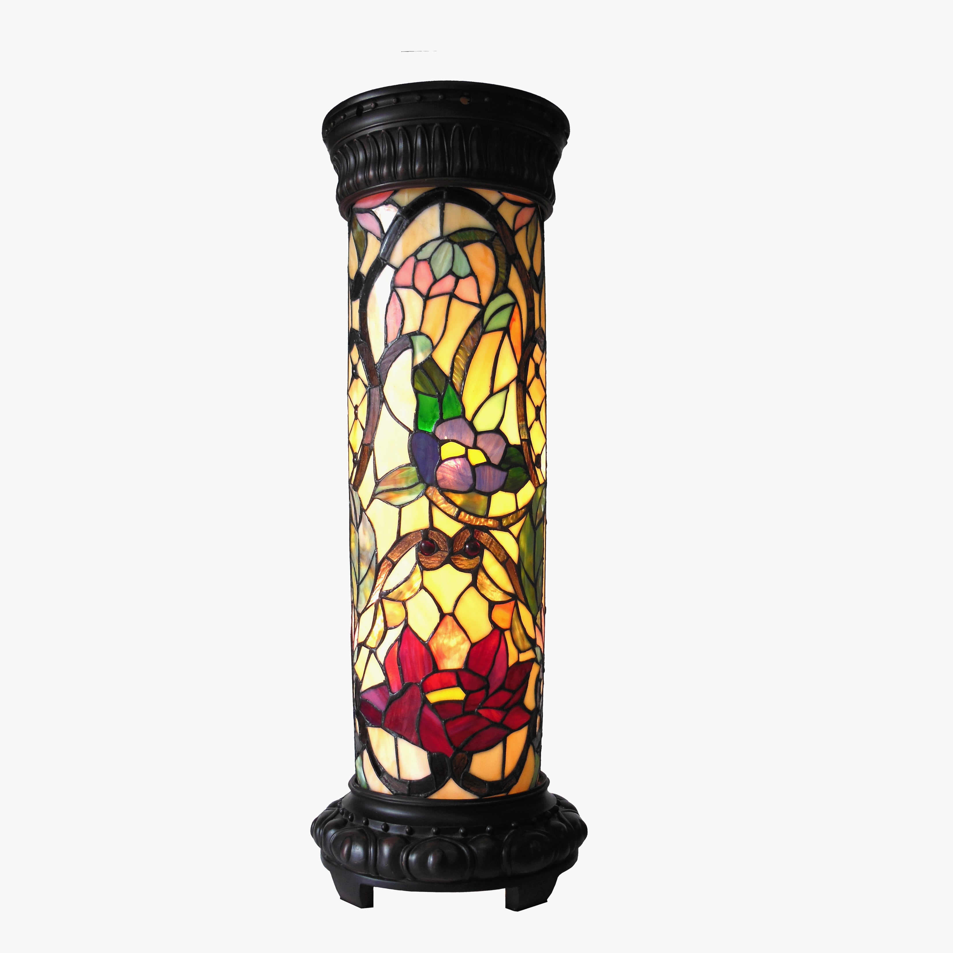 Roselle Multi-Colored 30" Tiffany-Style Floral Pedestal Light