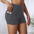 thumbnail image 2 of FINALGANG Women Versatile Shorts Solid Color High Waist Yoga Shorts Athletic Thin Leggings With Pockets Relaxed Fit Comfort Daily Wear, 2 of 5