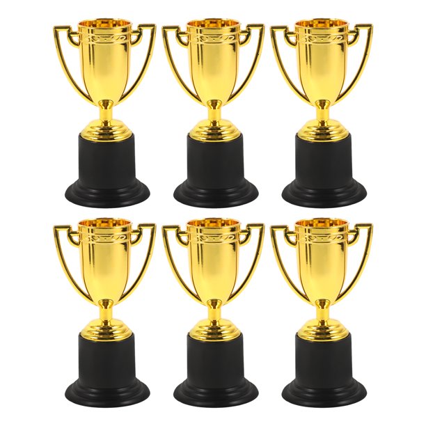 Trofeo de plástico dorado de 6 piezas de 10 cm para estudiantes, premio deportivo para competiciones (dorado)