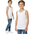 thumbnail image 5 of ToBeInStyle Boy's Pack 3 or 6 100% Cotton Preshrunk A-Shirt Classic Fit Tank Tops Undershirts - 6 Pack: White - Large, 5 of 6