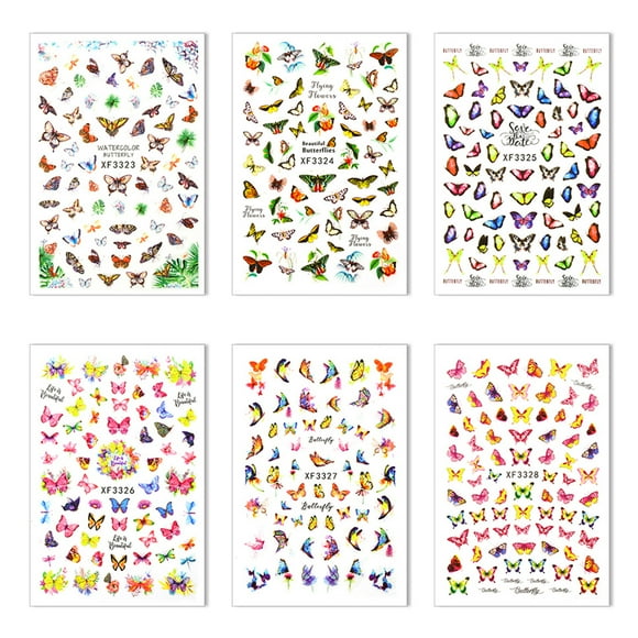 Yeacher Nail Sticker with Butterfly Patterns for Nail Art Decoration DIY Decals Manicure Set for Women & Kids