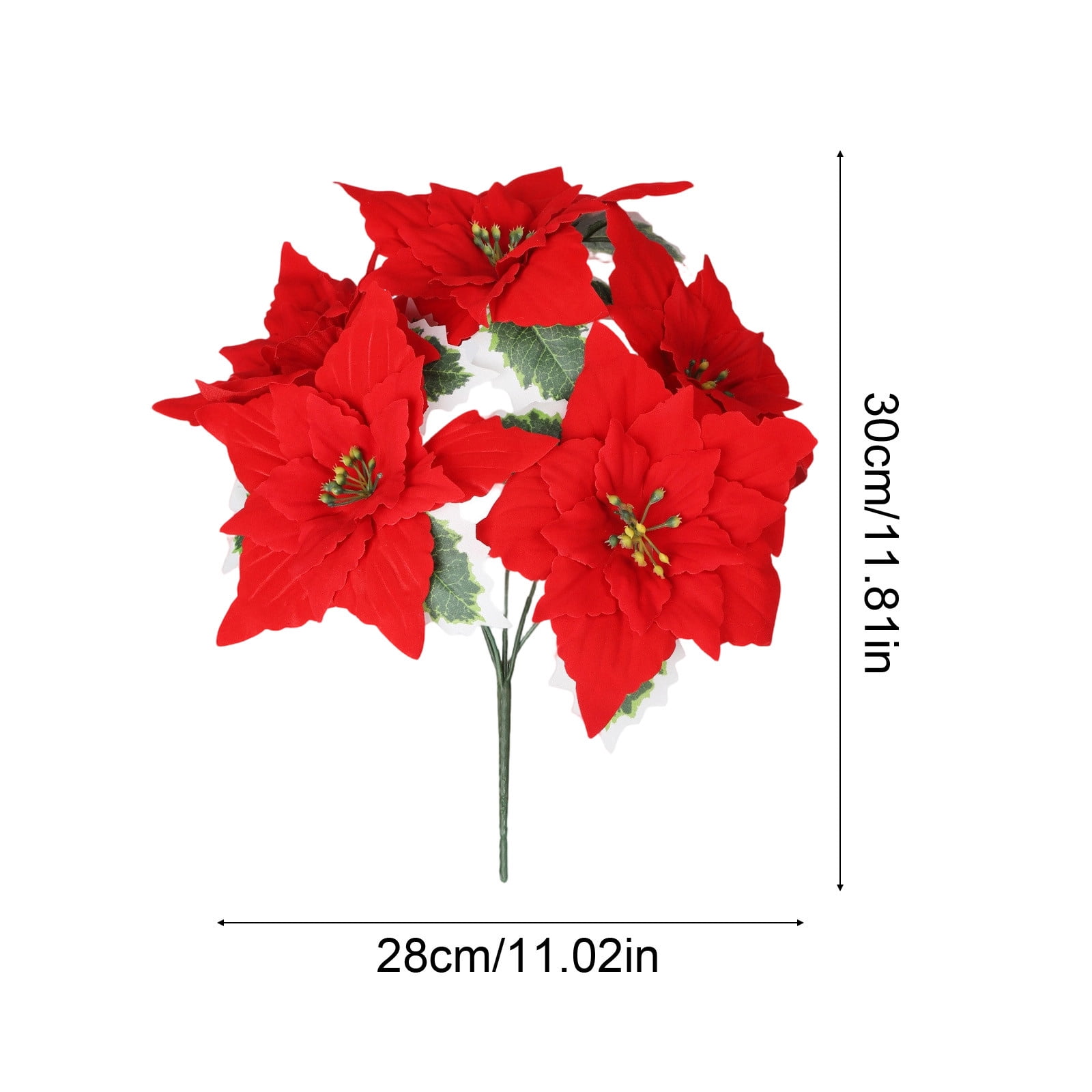 Bwiyojiz Christmas Decorations Home Decor Count 5pcs Decoration Holiday Products Flannel 5-fork Bouquet Simulation Flower Poinsettia Ornament, Gifts for Friend, Red