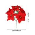 thumbnail image 3 of Christmas Poinsettia 5PCS Artificial Floral Bouquet 14.57x2.36x2.36in,Lifelike Plastic Branches for Festive Home Decor Centerpieces & Holiday Arrangements(Red), 3 of 9