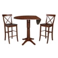 thumbnail image 3 of 42" Round Pedestal Bar Height Table with Two Bar Height Stools  Espresso, 3 of 14